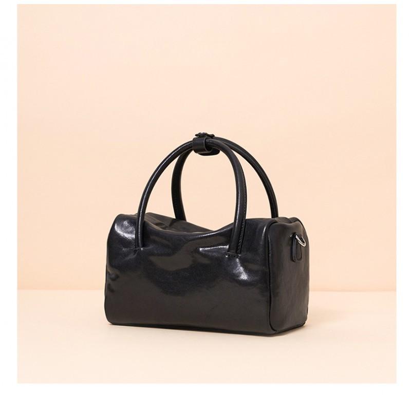 Genuine Leather Women's Bag Cross-border Cross-body New Top-layer Crystal Vegetable Tanned Tire Cowhide Portable Same Retro Boston
