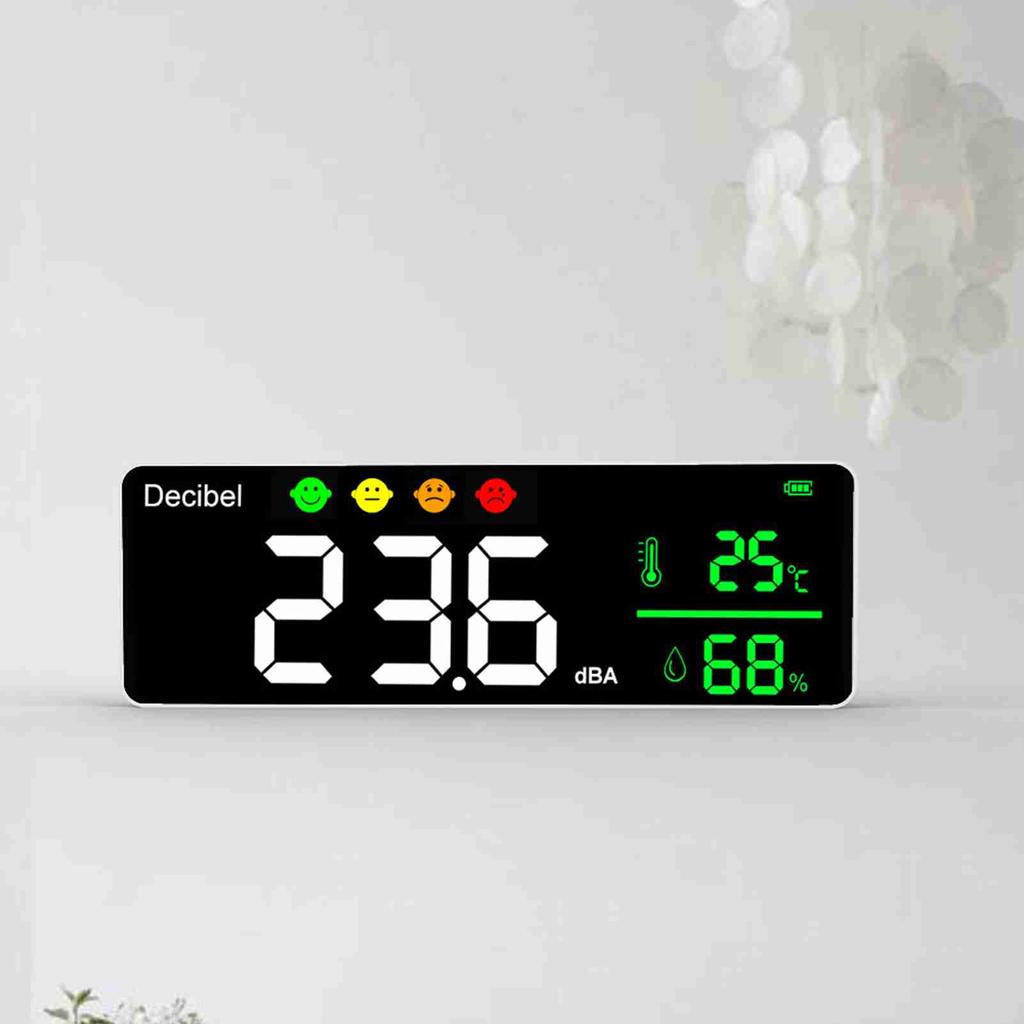 Noise Msuring Instrument Digital Decibel Sound Meter Temperature Meter Humidity Meter 3-in-1 Detector Indoor Wall Mounted Large Screen