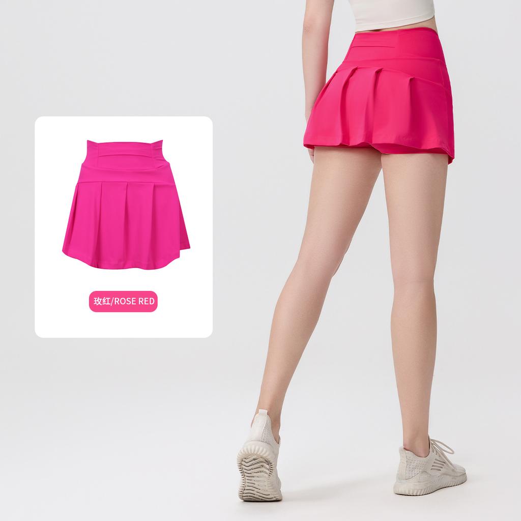 () Sports Tennis Skirt Women'S Anti-Light Fitness Skirt Fake Two-Piece Yoga Quick-Drying Pleated Skirt Shorts