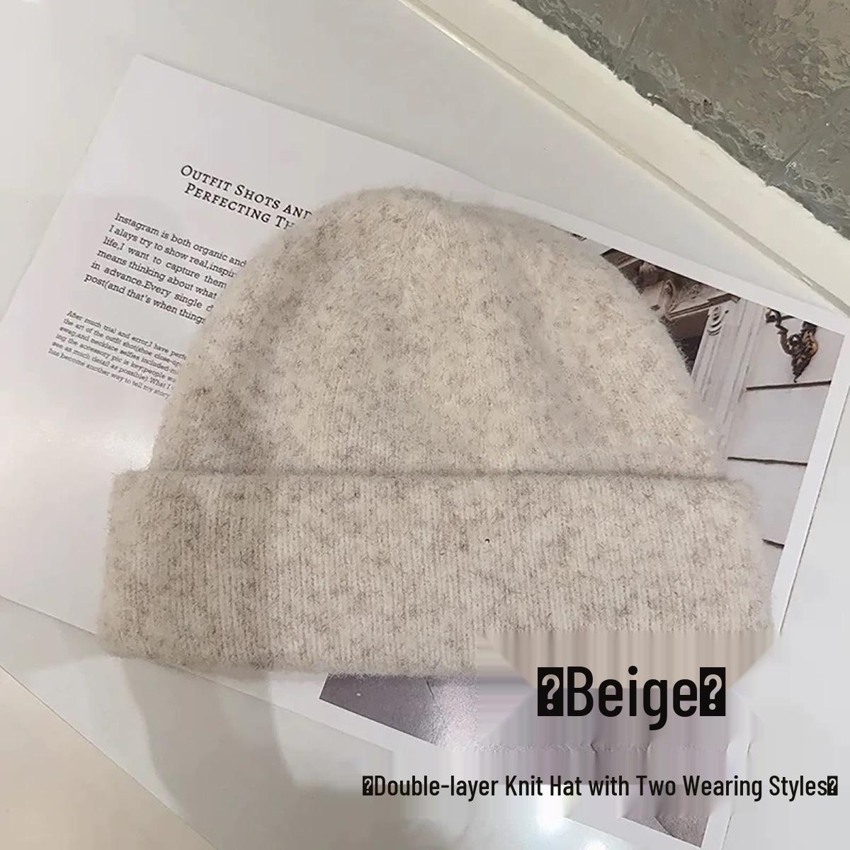 Women s Wool-Blend Sequined Knit Hat - Warm Autumn Winter Slouchy Korean Style 56-58cm