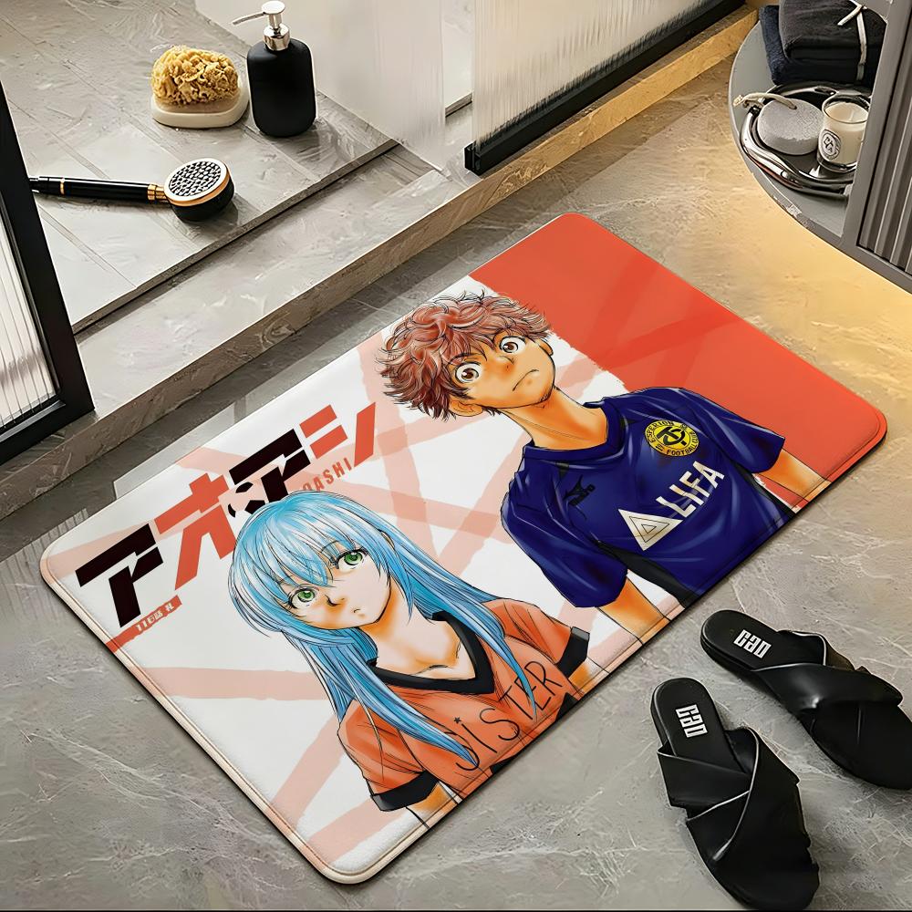 Anime A-Ao A-Ashi Fußmatte Weiche Flanell-Fußmatte Geeignet für Eingangsbereiche, Wohnzimmer, Schlafzimmer und Badezimmer