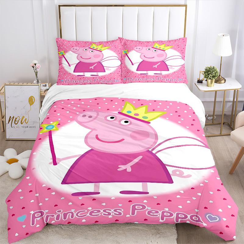 3pcs Peppa Pig Duvet Cover Set, 1 Duvet Cover + 2 Pillowcases (No Insert), High-Definition Print, Home & Dorm Set yy251208030