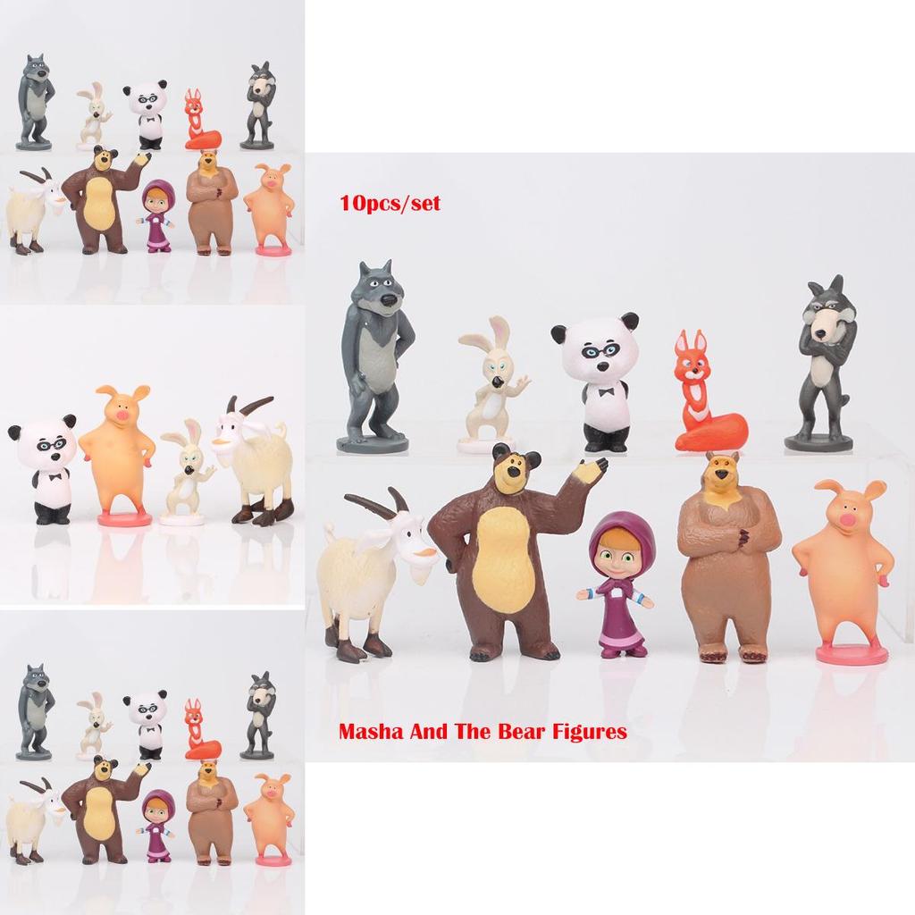 Adorable Masha And The Bear Action Figure Set Perfect For Cake Toppers And Playtime Fun