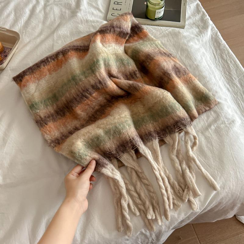 Autumn and winter new Maillard imitation cashmere plaid scarf women's winter senior sense versatile shawl thickened warm scarf