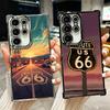 America Route 66 Plating Phone Case For Samsung Galaxy S24 S25 FE S26 Edge S23 Ultra S22 S21 Plus S20 Anti-Fall Airabag Cover