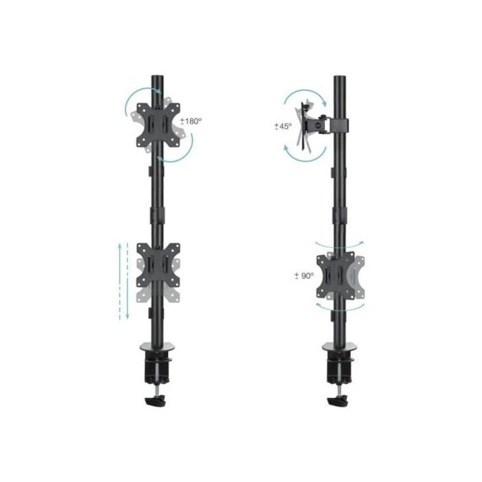Soporte De Mesa TooQ DB1233TNV-B Para 2 Monitores 13-32" Vertical Acero Negro