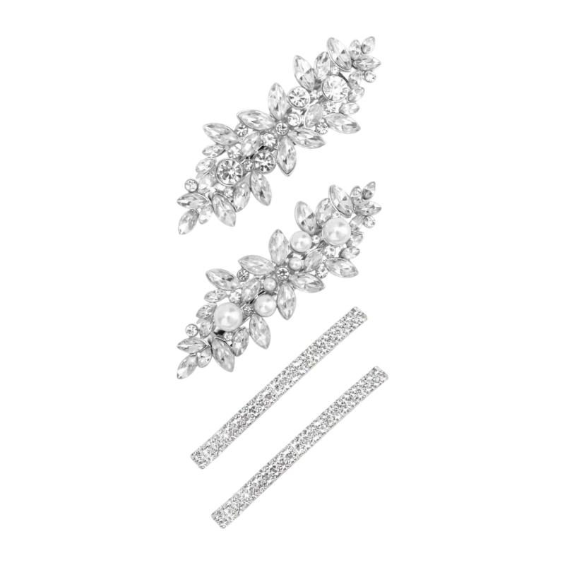 Sparkling Rhinestones Bride Hair Clip Wedding Hair Pin Spring Barrette Hair Ornament for Bride Ceremony Photography Wear
