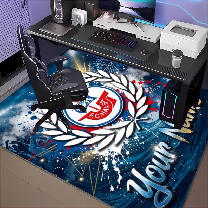 Benutzerdefinierter Name Hansa Rostock Teppich Büro Teppich, Innen Teppich, Stuhl Teppich, Wohnzimmer, Fußmatte Spiel Teppich Heimdekoration Geburtstag Weihnachtsgeschenke