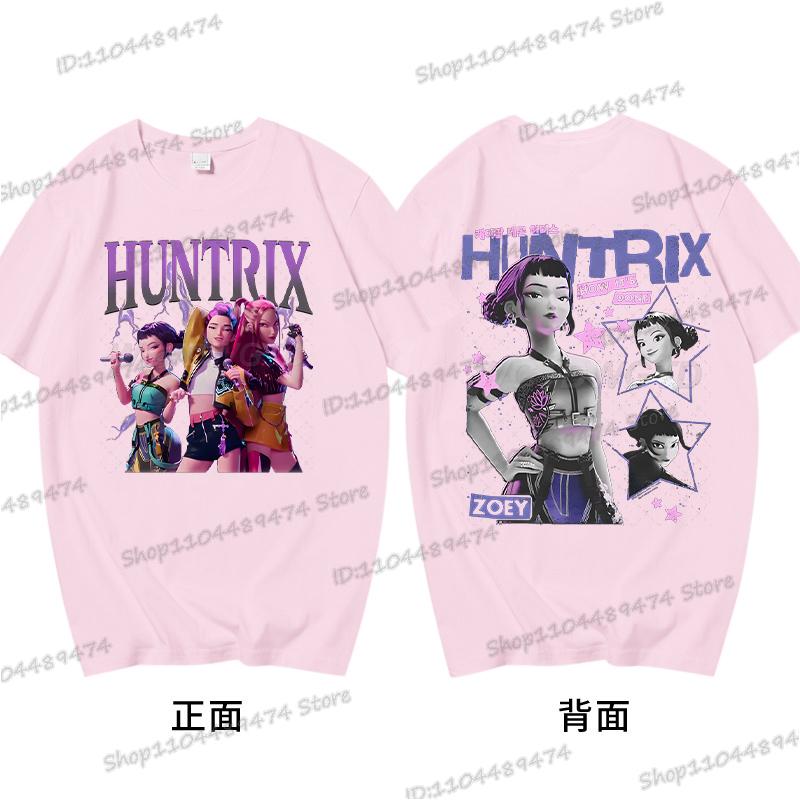 KPop Demon Hunters Rumi Zoey Miba T-shirt Men Korean Anime T Shirt Cartoon High Quality Cotton Tshirt Fashion KPop Tee Female