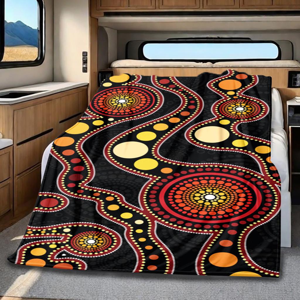 1PC Aboriginal Art Blanket Vibrant Dot Soft Comfortable All Seasons Perfect Sofa Office Travel Home Gift Idea