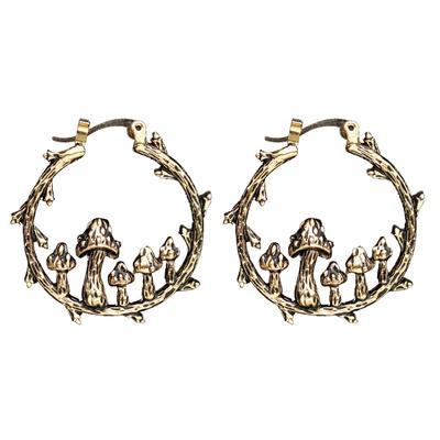 Mushroom Earrings For Women Gold Mushroom Dangle Hoop Earrings Girls Jewelry Gifts Cute Mushroom C Shaped Earring