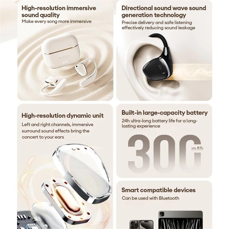 Lenovo LP78 OWS Wireless Earphone Bluetooth 5.4 Stereo Sound Long Battery Life Headset Noise Cancelling Low Latency Sport Waterproof Earbuds