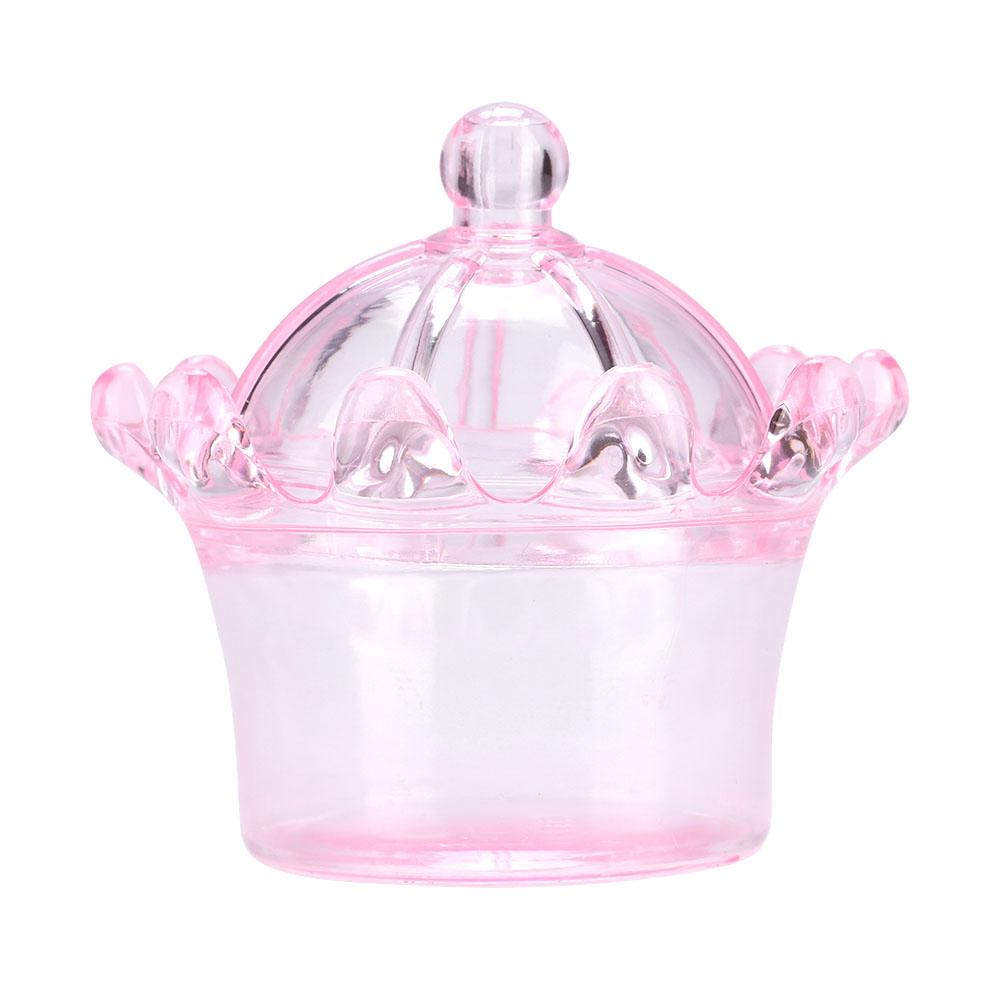 12Pcs Gift Bags Transparent Crown Plastic Box For Party Gift Chocolate Boxs;Pink: