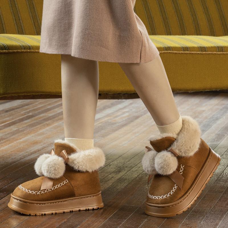 Fleece Cotton Slippers Autumn and Winter Home Indoor Cute Versatile Bag Heel Cotton Shoes Wear Soft-soled Warm Snow Boots