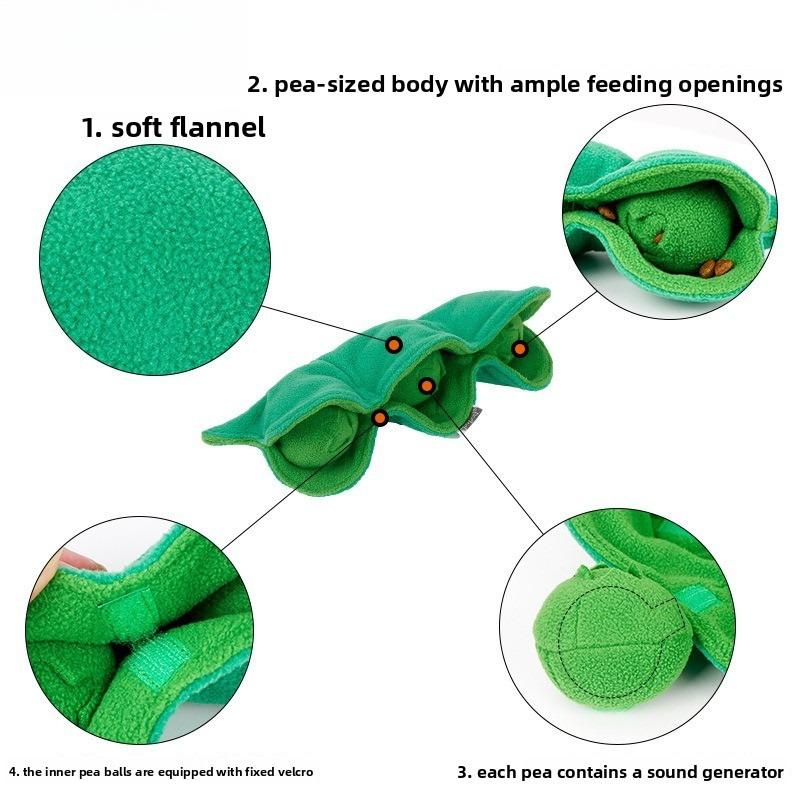 Pea Shape Dog Snuffle Plush Toy Squeaky Food Hiding Slow Feeding Teeth Grinding Relieve Boredom Energy Consuming Interactive Pet Play Toy for Dogs