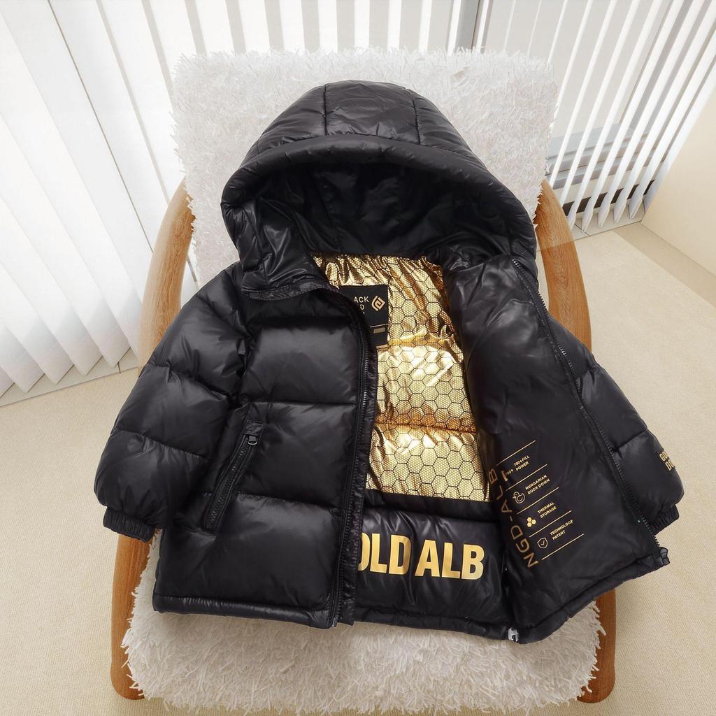 Kinder-Daunen-Baumwoll-gepolsterte Jacke, mittellang, kleines Mädchen, ausländischer Stil, mit Baumwolle gefütterte Jacke, verdickter Wintermantel