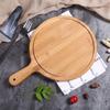 Bamboo-wood pizza tray round handle Japanese-style household western-style steak tableware Pizza tray bottom supports solid wood