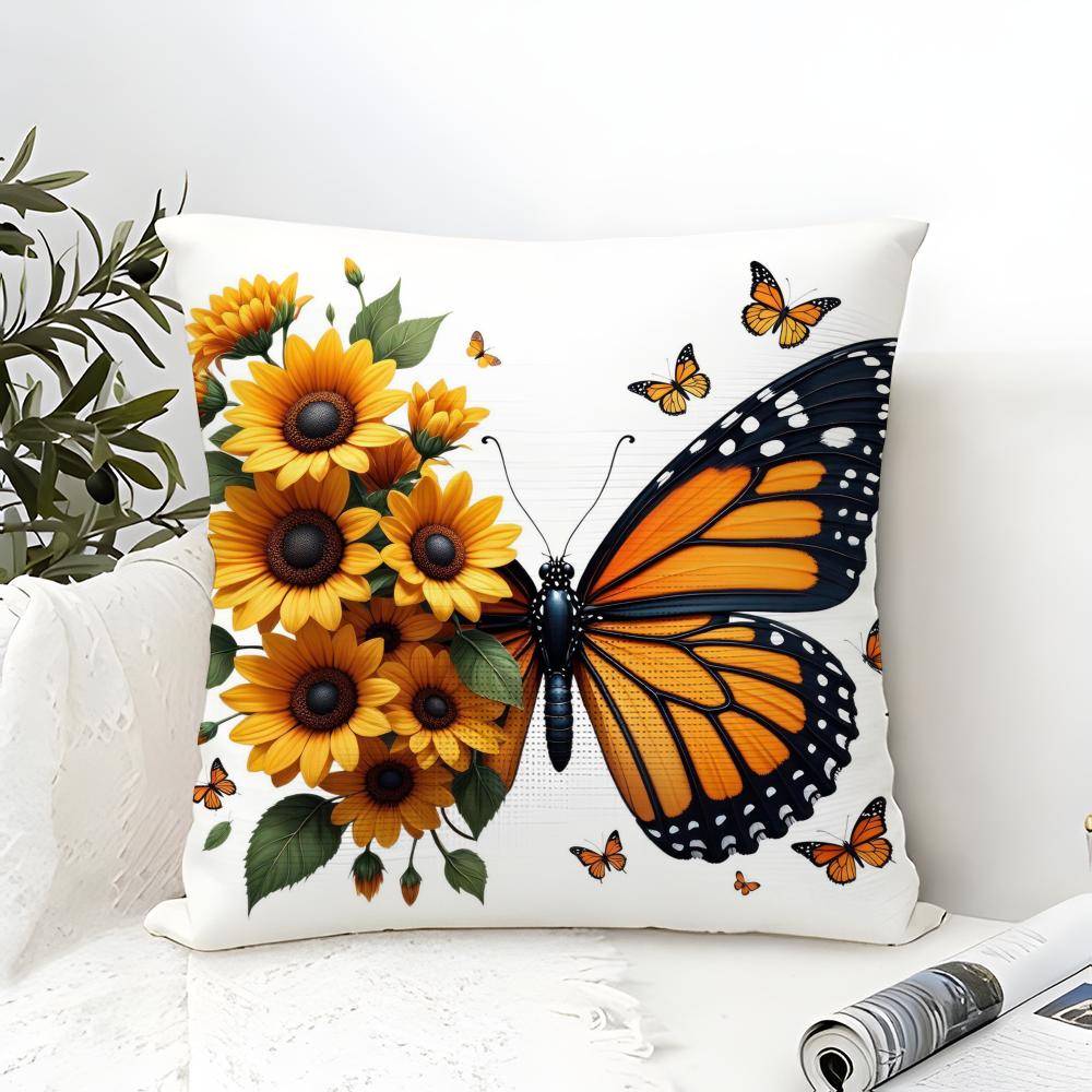Beautiful Unique Floral And Butterfly Pillow Case Linen Pillow Case Sofa Home Decor Cushion Cover Cushion Cove