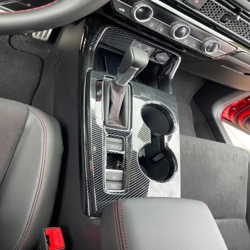 RHD LHD For Honda Civic 11th Gen   Central Control Panel Gear Shift Box panle water cup hodler Cover Sticker Decoration