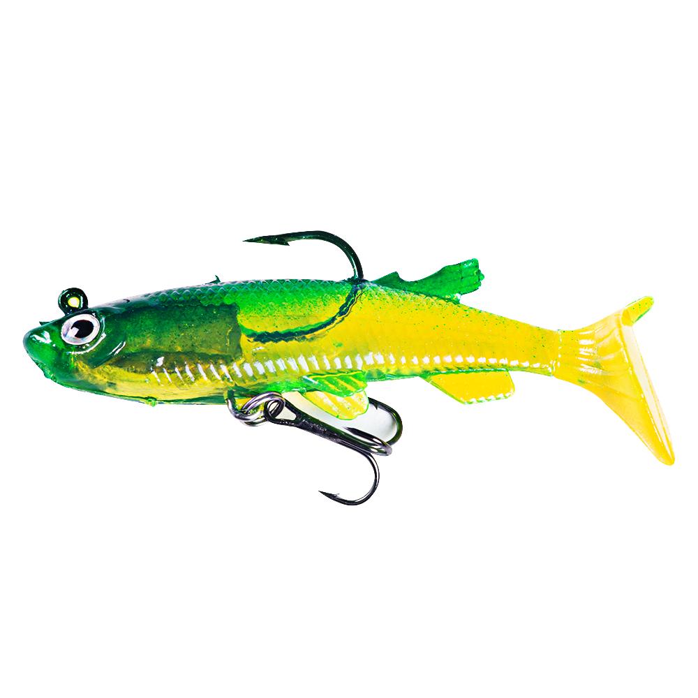 14CM Shad Soft Swimbait Jig Head Lure 8G Pre-Rigged Pinfish Lure Swimbait with Ultra Hook Paddle Tail Lure for Saltwater Fres