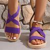 Flat bottomed open toed hemp rope bottom casual plus size beach sandals