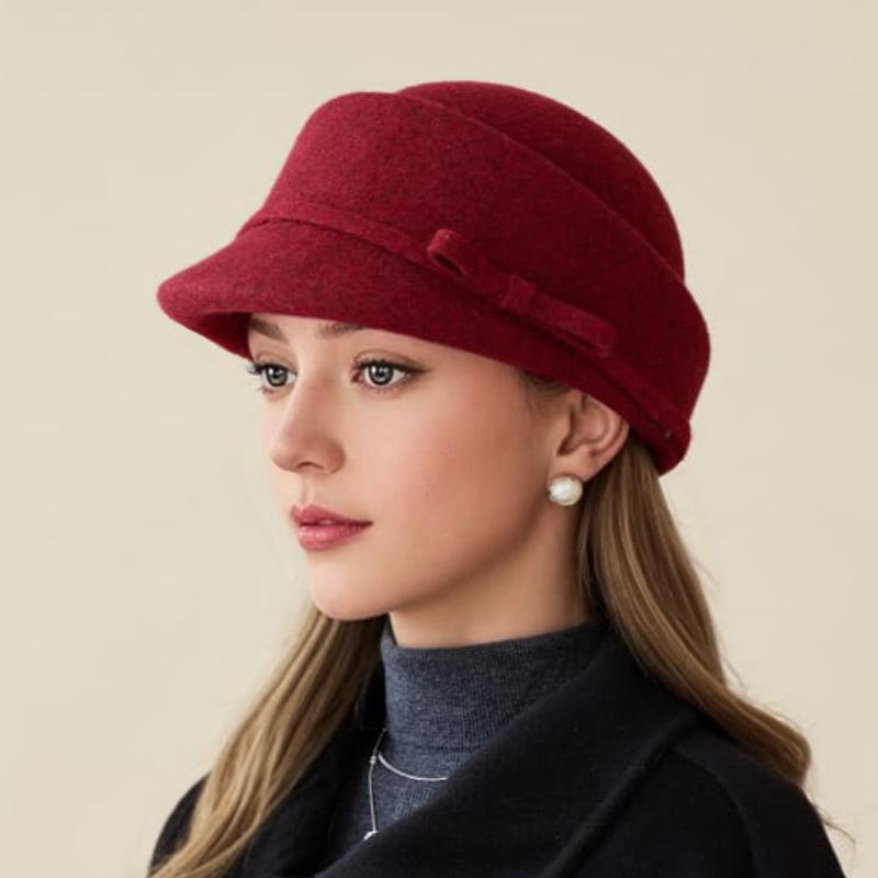 

Французька Мода Капелюх-відро з бантом Жіночий Зимовий Теплий Вовняний Капелюх-басейн Елегантний Циліндр one size бордовий