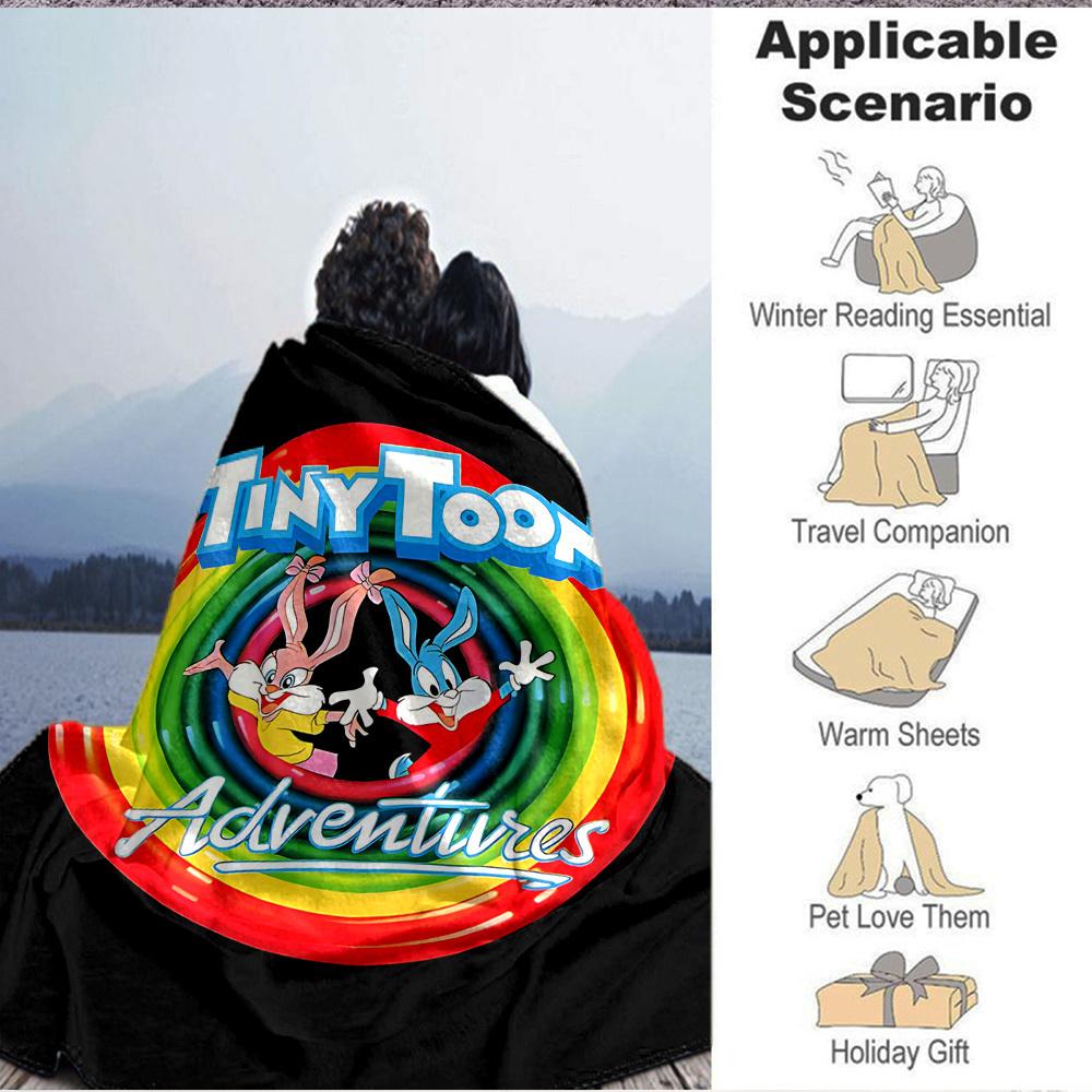 1pc TinyToon Adventures Flannel Throw Blanket - Lightweight Soft Warm All-Season Blanket for Sofa, Bed, Travel, Camping  L1029151