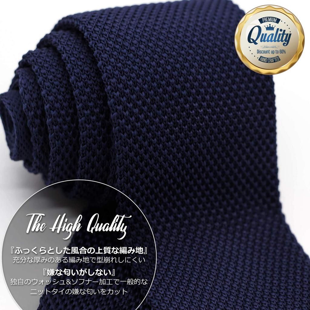 [WANDM] (Wandam) 7cm Wide Knit Tie, Washable, Solid Color, Navy Blue