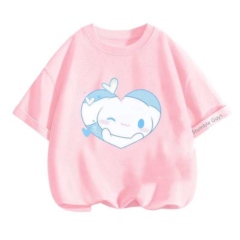 Cinnamoroll Cartoon Sanrio T-shirt Kids 3-14Y Boys Clothes Girls Summer Casual Tops Wear