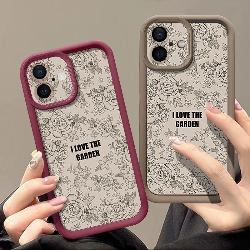 Rose Print Case For iPhone 15 16 Pro Max 14 Plus 13 12 11 Pro 8 7 X XS XR Shockproof Bumper Soft TPU Silicone Phone Cover Funda