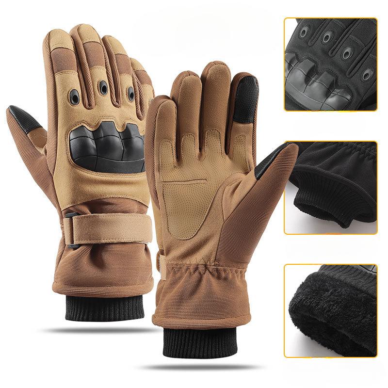Winter Motocross Gloves  Full Finger Winter Warm Tactical Gloves  Combat Touch Screen Thermal Gloves Outdoor Skiing Men M хаки