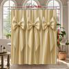 Golden Bow Shower Curtain Elegant Satin Ribbon Design Luxury Bathroom Decor Waterproof Easy To Install Elevate Your Space