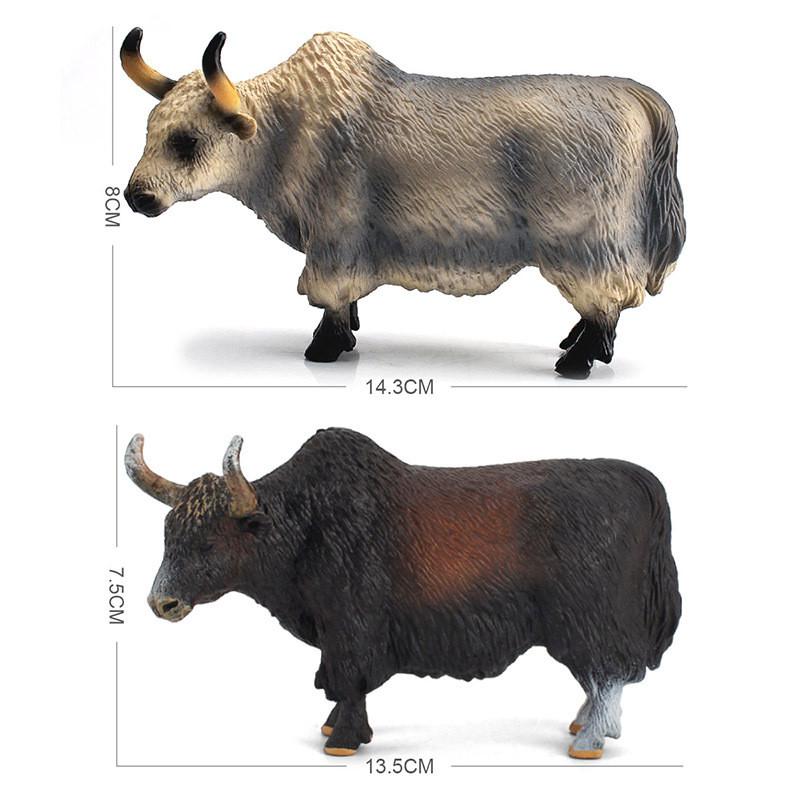 Simulated Animal Gray Brown Consumption Cow Model Ornament Set Desktop Ornament For Educational Play And Kids Collection