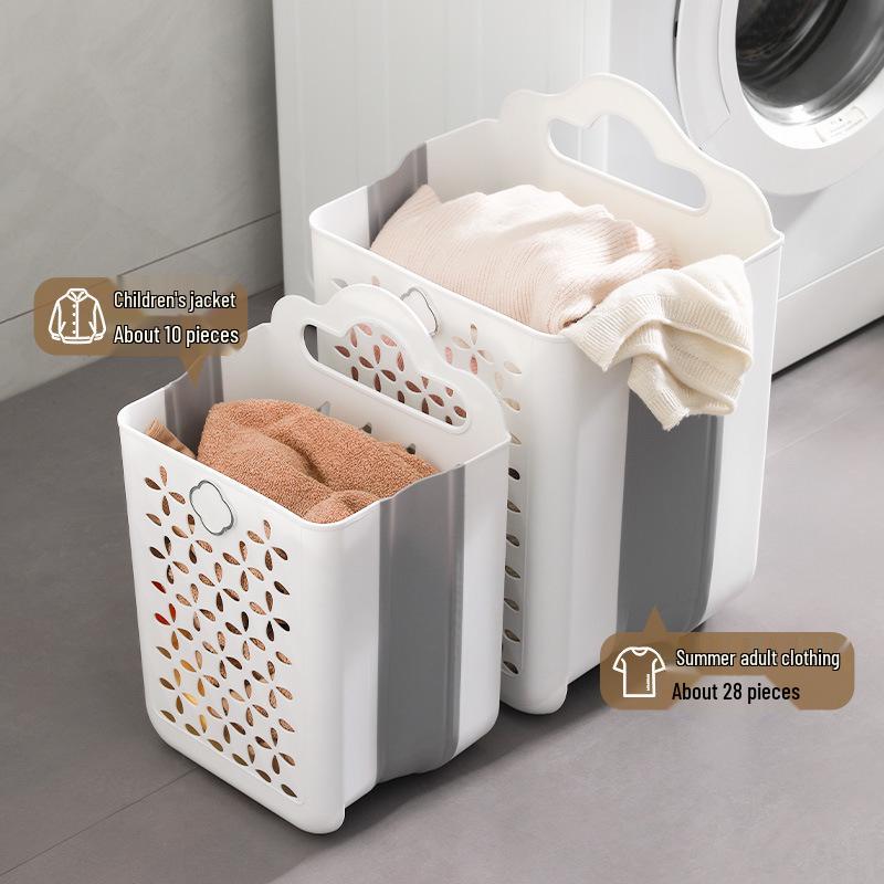 Foldable Wall-Mounted Laundry Basket: Punch-Free, Multifunctional, Large Capacity Storage Bucket for Bathroom.