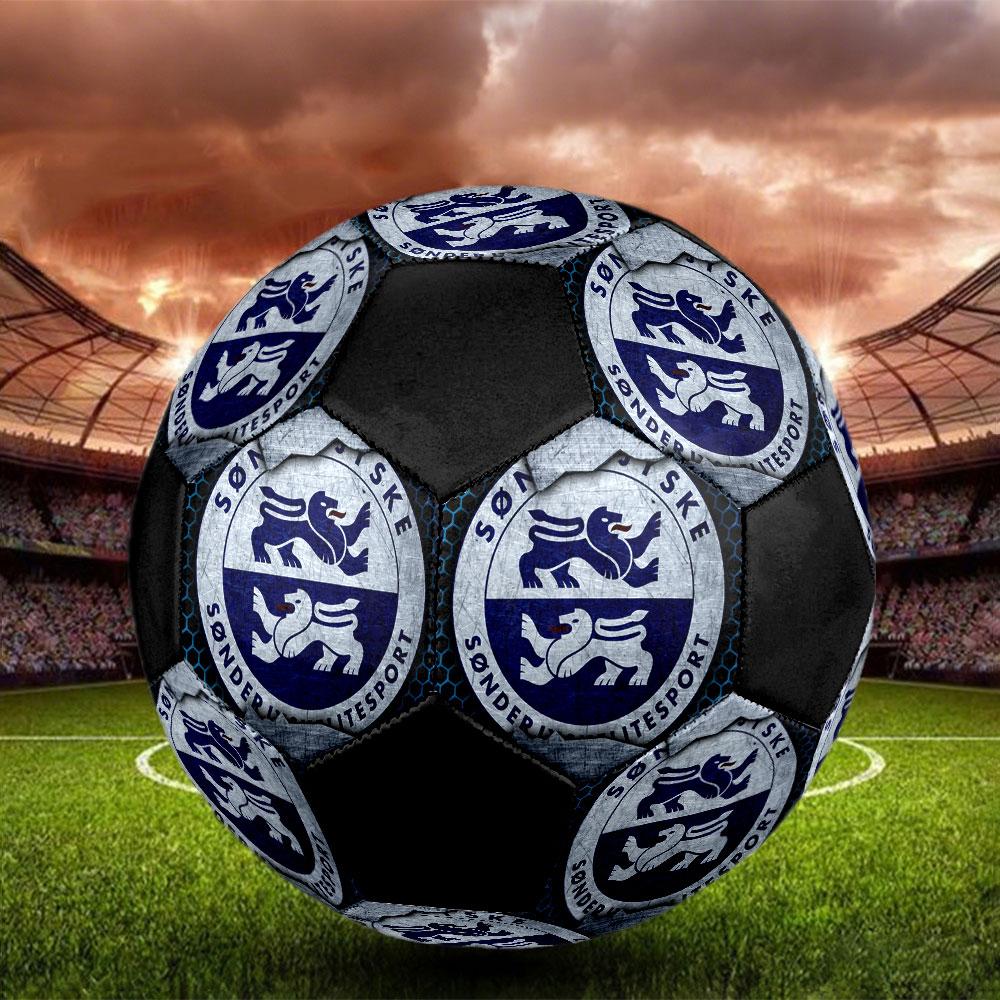 Sonderjyske FC Size 5 Soccer Ball, Machine-Stitched PVC, Durable & High Bounce, All Ages Fit, Fan Merchandise, Matches & Outdoor Use.
