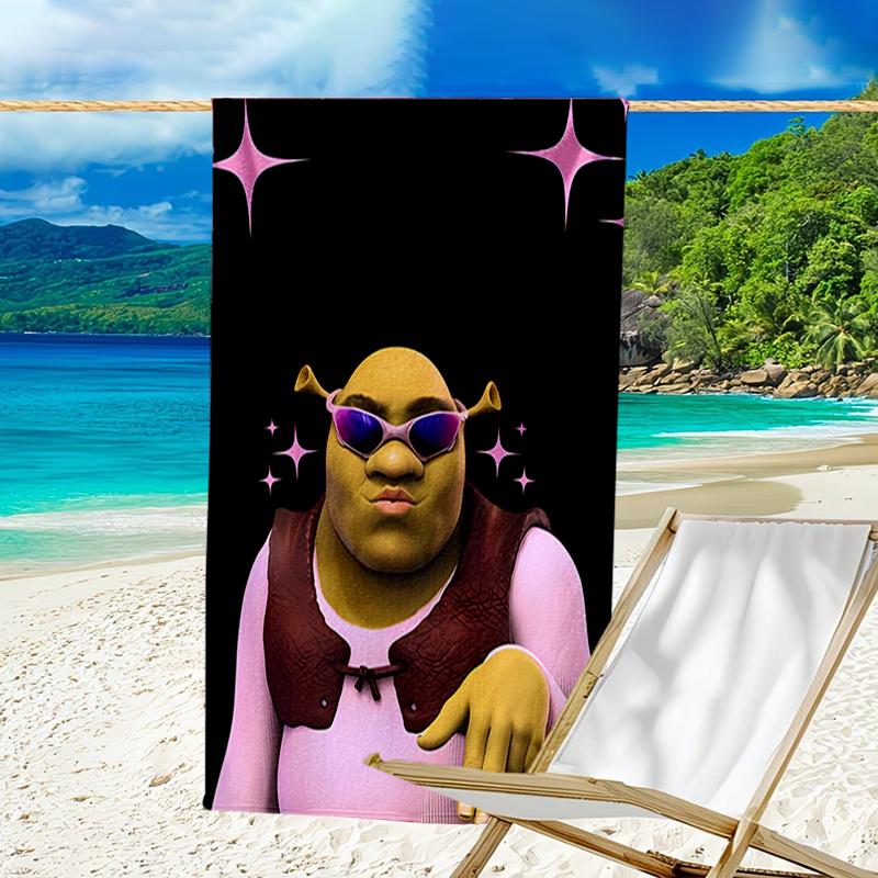 Asciugamano da Spiaggia Ultra Morbido a Tema Shrek, Ideale per Piscina - Campeggio, Immersioni - Essenziale da Viaggio Perfetto, Asciugamano da Spiaggia Vivace.