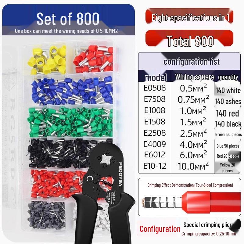 VE-Klemmen-Crimpzangen-Set - HSC8 Hochkohlenstoffstahl Langlebige Elektrikerzangen