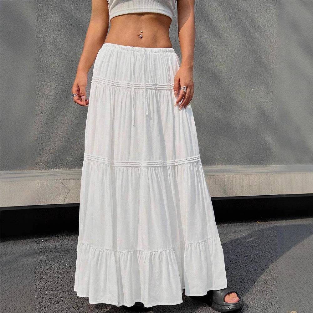 French Island White A-Line Patchwork Skirt - Summer Ballet Style Large белый