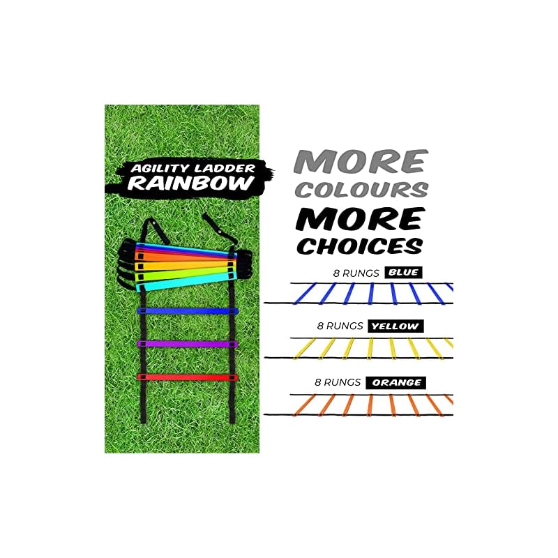 Yes4All Speed Training Equipment Agility Ladder Rainbow 8-Step with Carry Bag for Explosive Power and Agility [Official Japanese Import] ZNNT