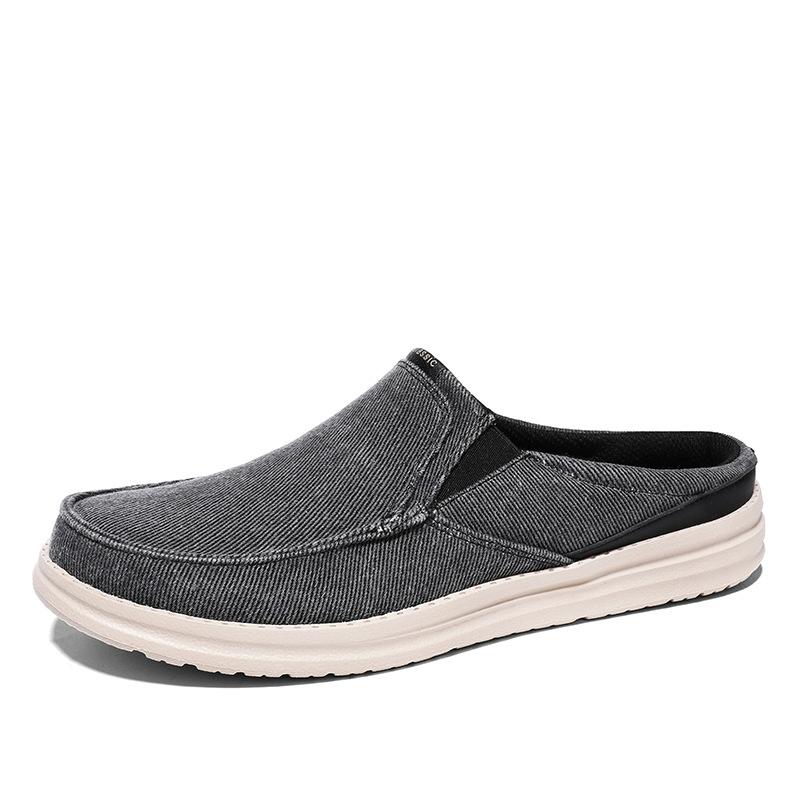 Summer loafers large size casual men's shoes light foot cover half drag outside wear one pedal driving lazy shoes men