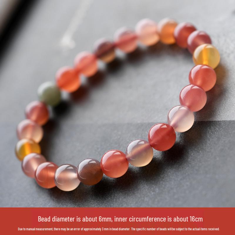 Seven-Color Agate Chalcedony Bracelet - Natural Salt Source Beads for Men and Women