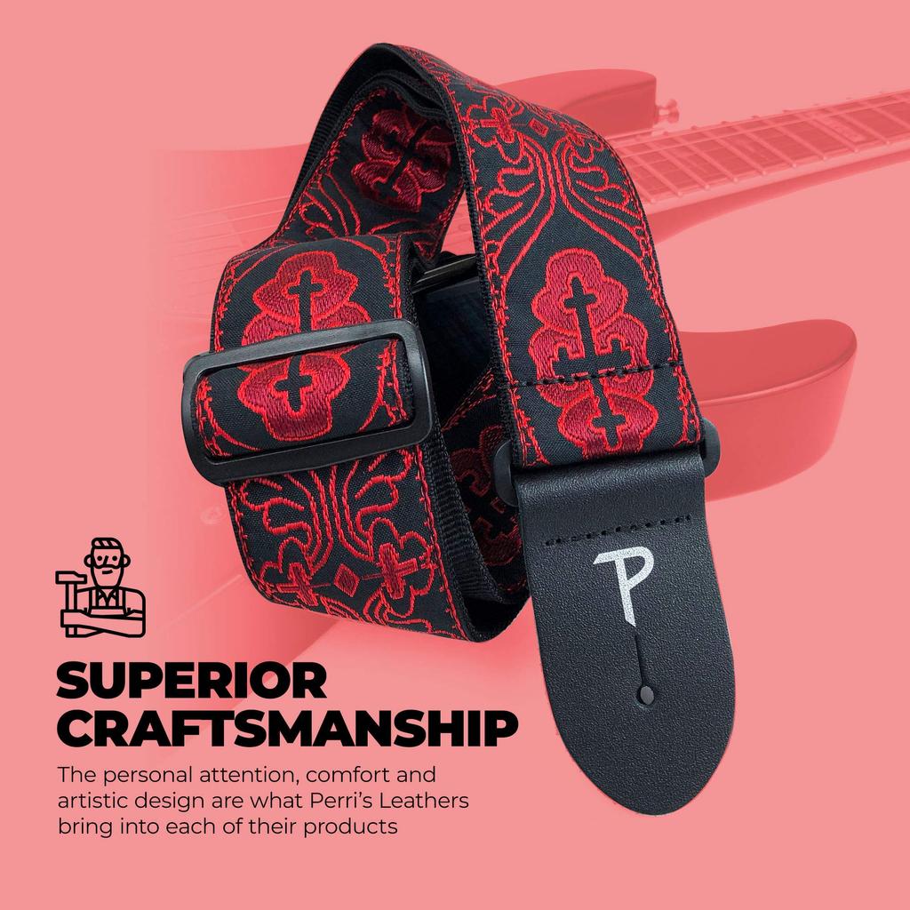 Jacquard Guitar Strap Cross Perri's TWS-7071 Black/Red