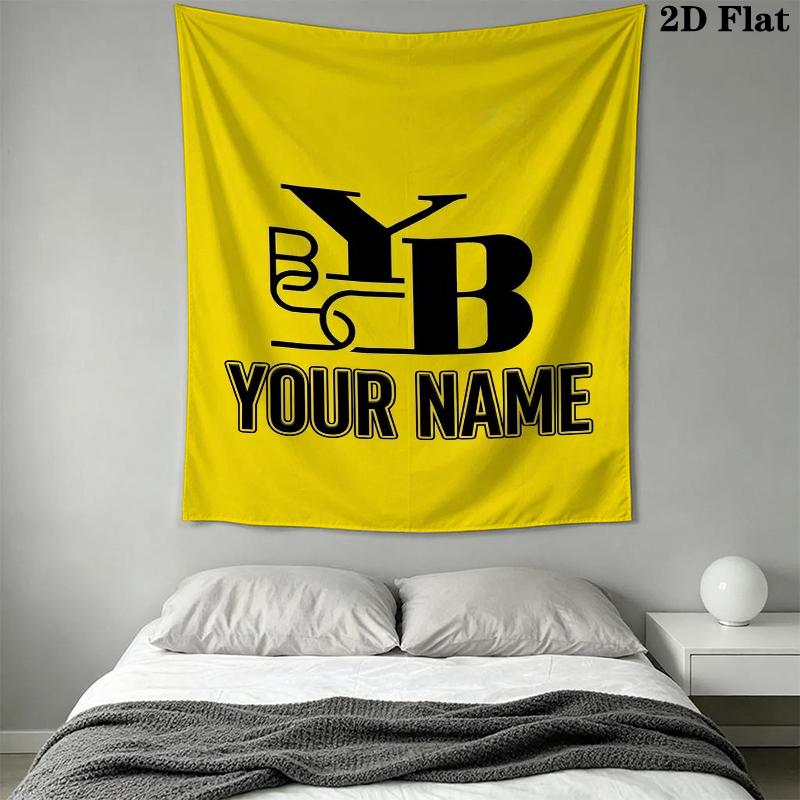 Custom Name BSC Young Wall Tapestry Aesthetic Wall Hanging Printed Fabric Blanket Decorative Tapestries for Bedroom Living Room Home Decor