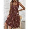 [Printed Dress - Not Faux Denim Fabric]Elegant Spring And Summer New Floral Print Faux Denim