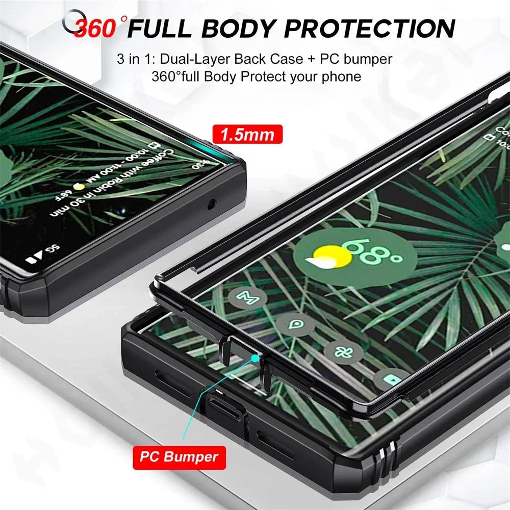 Protective Cases for Google Pixel 9 8 6 Pro with Slide Camera Protector 2 In 1 Phone Case with Kickstand Cover Funda Pixel Shell