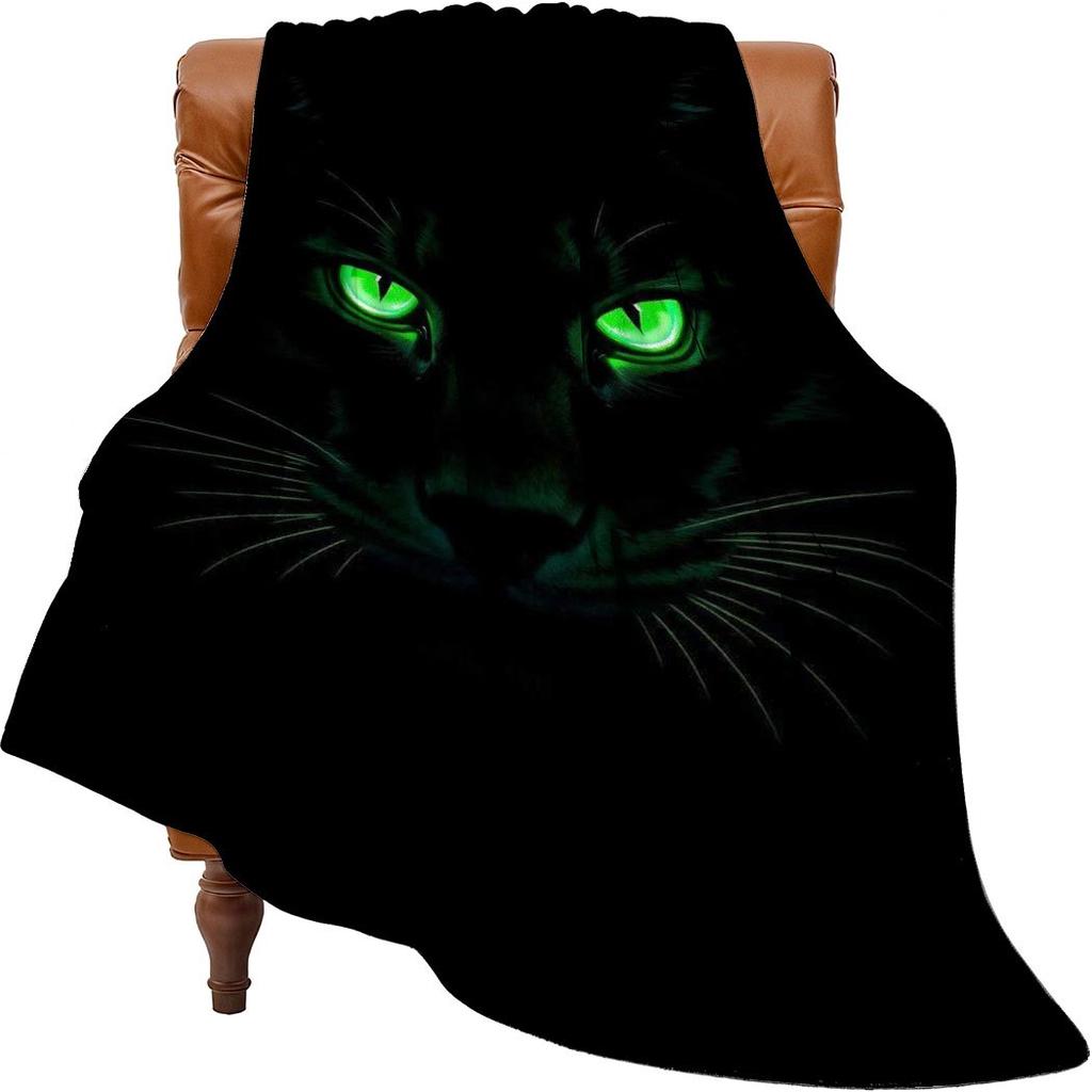 Glowing Cat Eyes Flannel Throw Blanket Soft Cozy Fleece for Home Office Sofa and Car All Season Gift 150x200cm