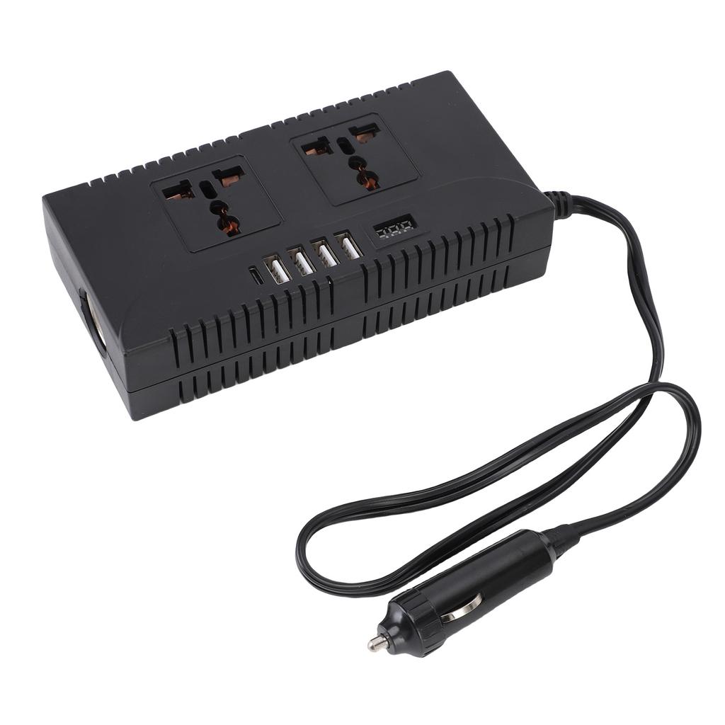Car Inverter DC12V 24V To AC220V 110V 150W with Digital Display 2 Sockets 5 USB Ports 1 Cigar Socket PD 25W QC 20W Fast