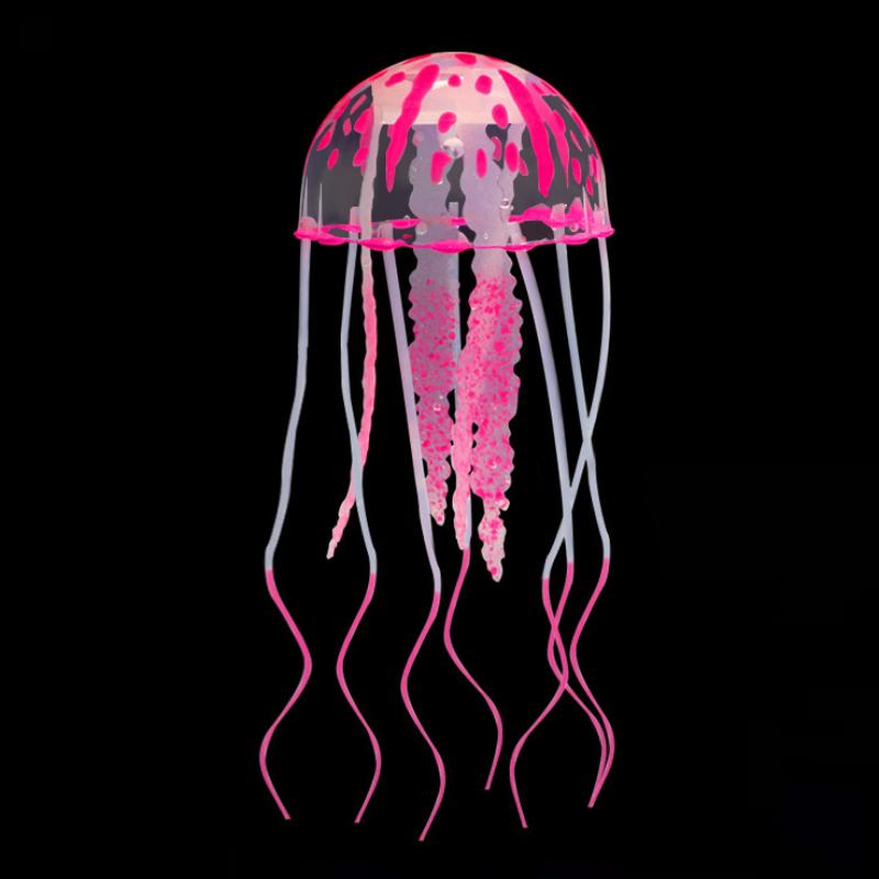 Artificial Swim Luminous Jellyfish Aquarium Decoration Fish Tank Underwater Live Plant Luminous Ornament Aquatic Landscape 1Pc розовый