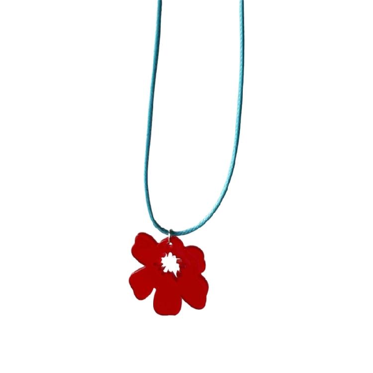 Acrylic Flower Pendant Necklace Adjustable Length Clavicle Chain Handmade Neckchain Accessories for Women and Girls