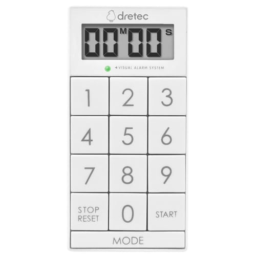 Dretec Digital Slim Cube Timer for Study and Kitchen, Light, Silencer, Magnetic, White